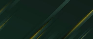 Soyut yeşil köşegen çizgiler, ışık efektli çizgiler, koyu arka plan lüks tarzı.