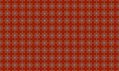 Klasik kırmızı ve turuncu renklere sahip kusursuz bir çiçek deseni. Tekstil ve arka plan tasarımları için mükemmel..
