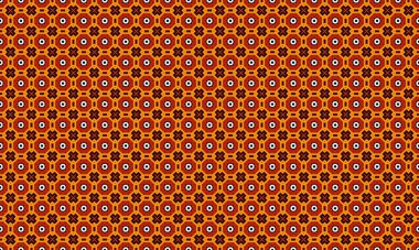 Tekstil kumaşı ve arkaplan dokuları için turuncu ve kahverengi renklerde kusursuz geometrik desen tasarım yüzey sanatı