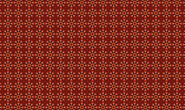 Dikensiz tekstil dokusu, geometrik çiçek sanatı olan kırmızı çiçek desenli bir desen.