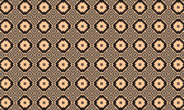 Siyah ve bej renk düzeninde elmas şekilleri ve karmaşık tasarımlar içeren geometrik bir desen.