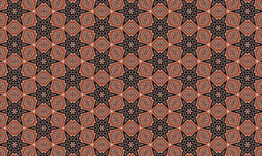 Tüm çerçeve boyunca tekrarlanan kırmızı ve siyah tonlarda yıldızlar ve kareler içeren geometrik bir desen.