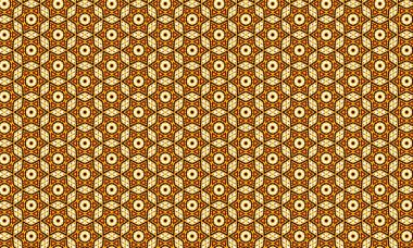 geometrik şekillere, dairelere ve yıldızımsı tasarımlara sahip, arka plan için sıcak renk tonlarına sahip kusursuz bir desen.