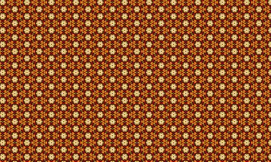 Turuncu ve sarı tonlarda yıldızları içeren detaylı geometrik desen zengin ve karmaşık bir doku oluşturuyor.