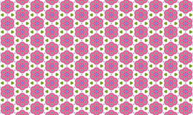 Pembe ve yeşil renklere sahip, kumaş ve duvar kağıdı arkaplanı için mükemmel, kusursuz bir çiçek desenli tasarım.