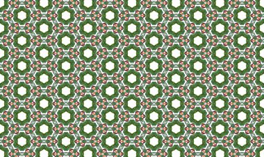 Yeşil yapraklı ve kırmızı aksanlı kusursuz bir çiçek deseni. Tekstil ve arka plan tasarımları için mükemmel.