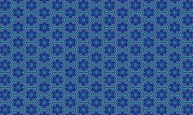 Mavi geometrik desenli, kusursuz vektörsüz arka plan soyut duvar kağıdı tekstil altıgen sanat yüzey dokusu