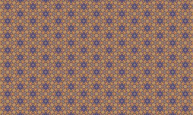 Altın ve çivit renklerinde kusursuz bir çiçek deseni, kumaş tasarımı ve duvar kağıdı kullanımı için mükemmel.