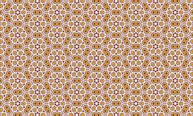 Turuncu, beyaz ve kırmızı şekilli kusursuz geometrik desen, arka plan ve tekstil için mükemmel.