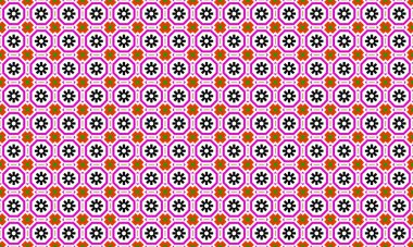 Geometrik şekilli, simetrik ve dekoratif bir duvar kâğıdı dizaynı oluşturan kusursuz bir çiçek deseni..