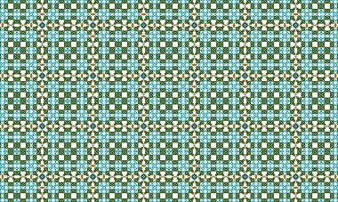Yeşil ve mavi renklerde kusursuz geometrik ve çiçekli desenler, tekstil ve yüzey tasarımları için mükemmel.