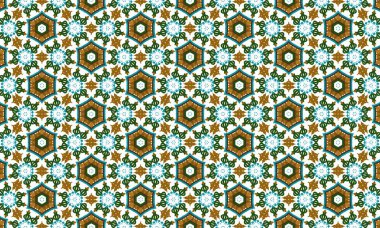 Kusursuz geometrik desen, tekstil ve duvar kağıdı için soyut çiçek ve altıgen tasarımı, arka plan, dekoratif sanat