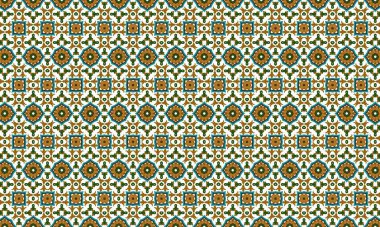 Kahverengi ve yeşil geometrik şekilli, tekstil ve arkaplan uygulamaları için mükemmel kusursuz bir desen.