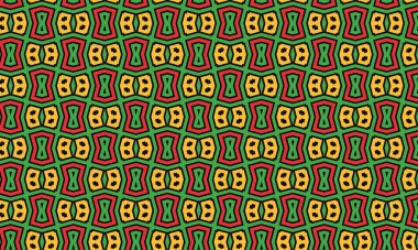 Geometrik ve kabile Afrikalılarının cesur renkleri ve tasarımı olan canlı, pürüzsüz bir desen..