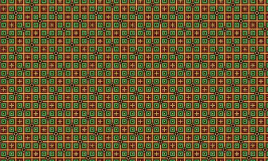 Yeşil kareli ve çapraz şekilli kusursuz geometrik vektör deseni arkaplan ve doku kullanımı için tasarım