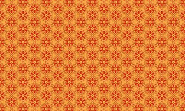 Turuncu arka planda, klasik veya eski tarz tasarımlar ve tekstil için mükemmel, pürüzsüz kırmızı bir çiçek deseni.