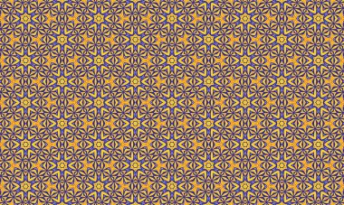 Altın ve mavi geometrik yıldız deseni tekstil tasarımı, duvar kağıdı ve soyut arka plan kullanımı için harikadır.