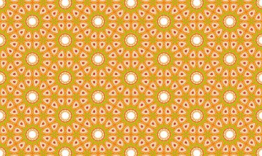 Turuncu ve yeşil desenli kusursuz çiçek deseni, arka plan ve geometrik şekilli tekstil tasarımları için mükemmel.