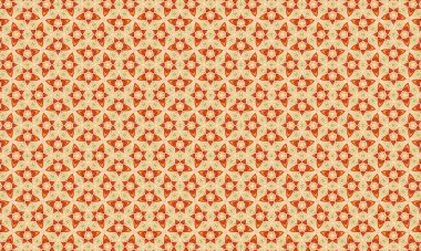 Turuncu, yeşil ve kırmızı renkli klasik bir çiçek deseni kusursuz ve dekoratif bir tasarım yaratıyor.