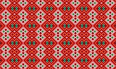 canlı kırmızı, yeşil ve beyaz geometrik desen, tekstil tasarımı, arka plan ve dekoratif sanat için mükemmel.