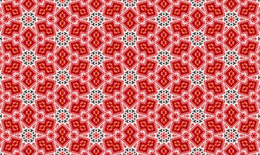 Canlı kırmızı ve siyah geometrik desenli bir halk sanatı hissi, tekstil ve dekoratif tasarımlar için mükemmel.