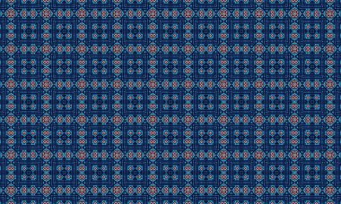 Tekstil, kumaş, duvar kağıdı ve dekoratif arka planlar için mavi ve pembe renklerde kusursuz geometrik desen.