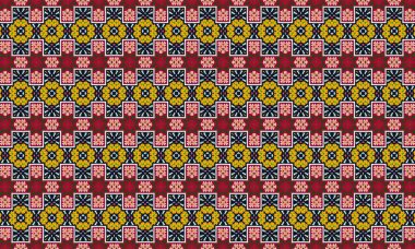 Pembe çiçekli, geometrik şekilli, tekstil ve duvar kağıdı tasarımları için mükemmel, kusursuz bir desen.