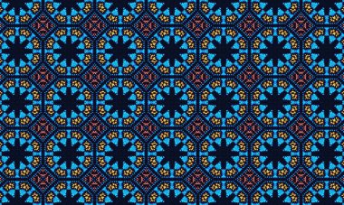 Tekstil, kumaş ve arkaplan tasarımı için mükemmel mavi ve sarı renklere sahip kusursuz geometrik desen