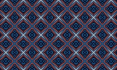 Tekstil, arkaplan ve dekorasyon amacıyla mavi, pembe ve beyaz renklerde kusursuz geometrik elmas deseni