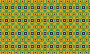 Yeşil daireleri ve tekstil ve duvar kağıdı sanatı için kırmızı geometrik şekilleri olan kusursuz bir kaleydoskop deseni.