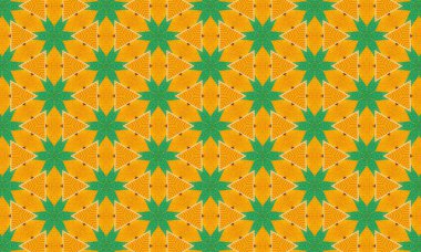 Yeşil daireleri ve tekstil ve duvar kağıdı sanatı için kırmızı geometrik şekilleri olan kusursuz bir kaleydoskop deseni.