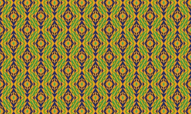 Yeşil daireleri ve tekstil ve duvar kağıdı sanatı için kırmızı geometrik şekilleri olan kusursuz bir kaleydoskop deseni.