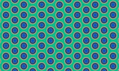 Mavi ve yeşil renk şemasına sahip kusursuz çiçek deseni, arka plan ve tekstil tasarımları için harika.