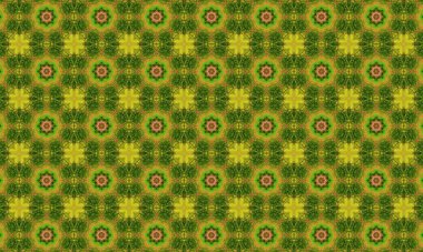 Altın, deniz mavisi ve koyu mavi tonlarda geometrik şekiller ve çiçek elementleriyle klasik, kusursuz bir desen.