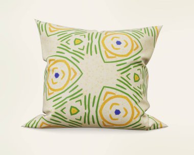 Geometrik desenli dekoratif bir yastık. Dekorasyon düzenine stil katmak için mükemmel.