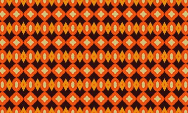Tekstil ve duvar kağıdı tasarımı elementleri için turuncu ve sarı renkli kusursuz retro desen. modern sanat