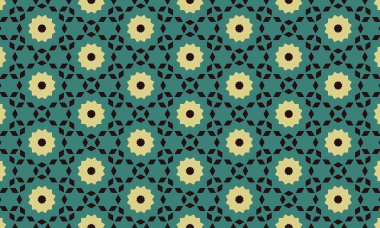 Geometrik şekilli, kusursuz bir çiçek deseni. Tekstil ve duvar kağıdı tasarımı için mükemmel. 100 Char.