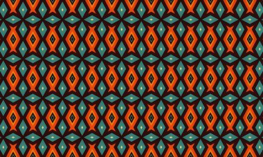 Turuncu eşkenar dörtgen şekilli ve tekstil ve arkaplan için turkuaz renkli kusursuz geometrik desen