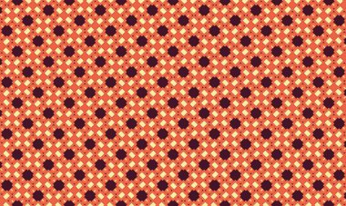 Tekrarlanan şebeke tasarımında turuncu kareler ve koyu mor elmaslardan oluşan desenli bir arkaplan.