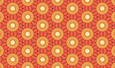 Açık sarı merkezli turuncu dairelerin yinelenen deseni desenli bir arka plan tasarımı yaratır