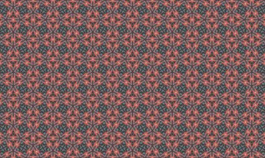 Kırmızı aksanlı ve koyu gri arkaplanlı tekrarlayan bir yıldız deseni görsel olarak karmaşık bir tasarım oluşturur.