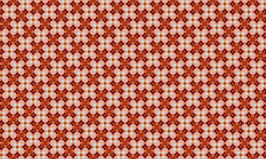 Turuncu ve beyaz renklerde dekoratif deseni olan çiçek elementleriyle kusursuz bir geometrik desen.