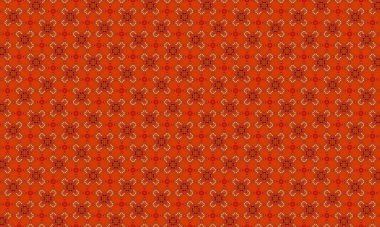Geometrik ve çiçekli turuncu desenli, tekstil ve arka planlar için mükemmel.