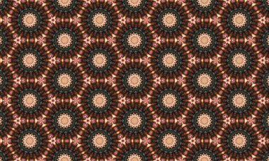 Dekoratif klasik süslemeli kahverengi ve bej desenli kusursuz bir çiçek deseni.