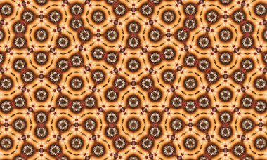 Kahverengi ve turuncu renkli çiçek elementleri arkaplan ve tasarım için mükemmel olan kusursuz soyut bir desen