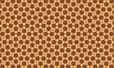 Kahverengi ve bej geometrik desenli, çiçekli elementler, arka plan ve tekstil tasarımları için mükemmel.