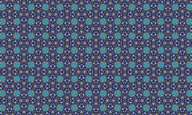 A colorful and detailed tile pattern featuring blue, turquoise, and beige hues with intricate floral designs, evoking a sense of Moroccan or Islamic art.