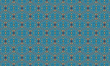 Intricate and colorful geometric pattern featuring repeating shapes on a blue background, reminiscent of traditional Islamic art and architecture designs.