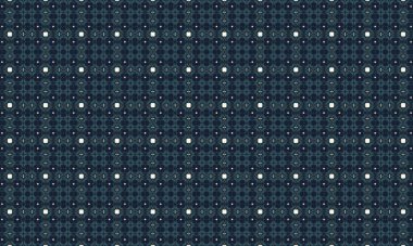 Koyu mavi ve beyaz şekilli tekrarlayan geometrik desen, arka plan, tekstil ve dijital uygulamalar için uygun kusursuz bir tasarım oluşturur.