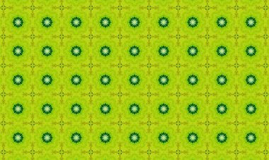 Pürüzsüz, simetrik desenli, koyu yeşil arkaplan üzerine koyu yeşil merkezli beyaz çiçek sıraları ve ince kahverengi aksanlı....